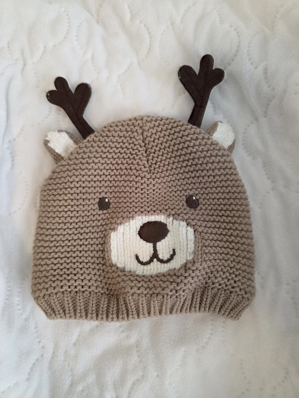 Carter's Knit Reindeer Beanie Hat in Brown and White